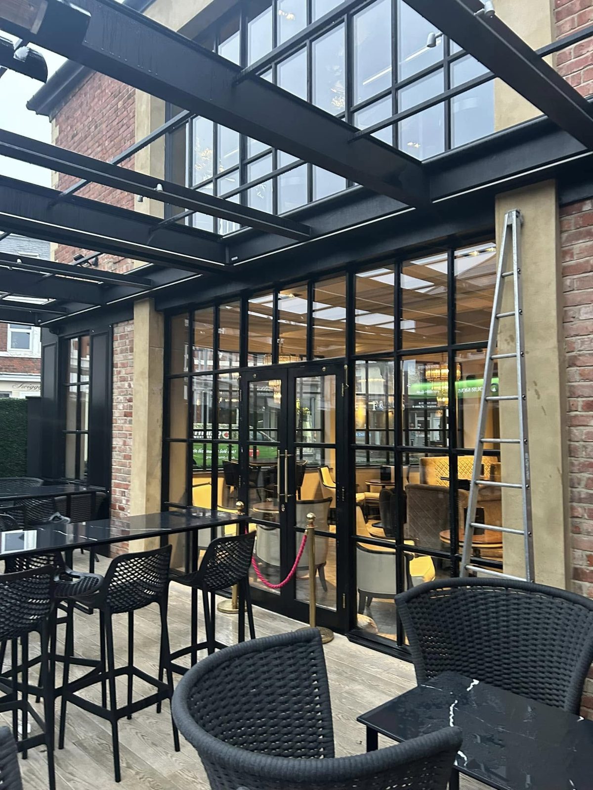 The glass roof over the Signature terrace, cleaned from inside
